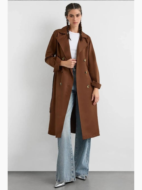 Trench-coat long croisé avec ceinture - Kiabi Trench-coat long croisé avec ceinture - Kiabi