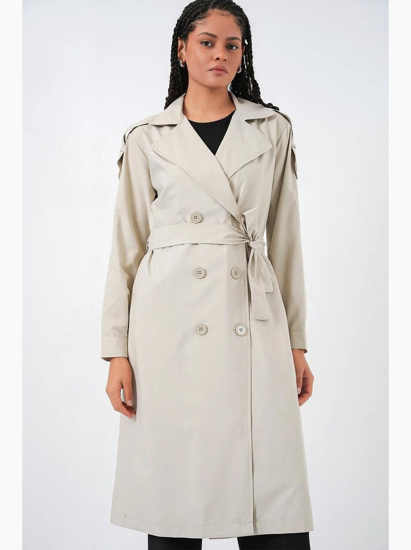 Trench-coat long matelassé à double boutonnage bdart Sable - Kiabi