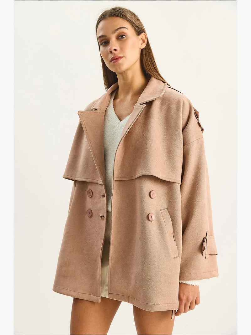 Trench-coat mi-long à double boutonnage lucci Beige argile - Kiabi