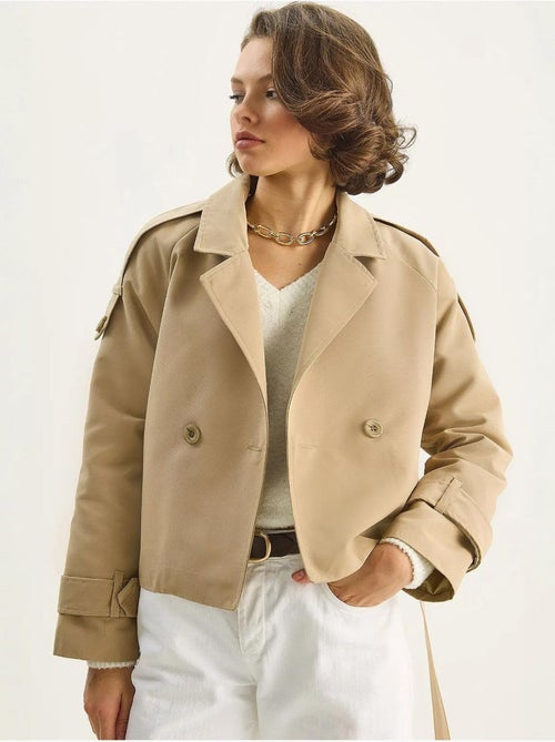 Trench-coat oversize en coton et élasthanne avec fermeture à nouer lucci - Kiabi Trench-coat oversize en coton et élasthanne avec fermeture à nouer lucci - Kiabi
