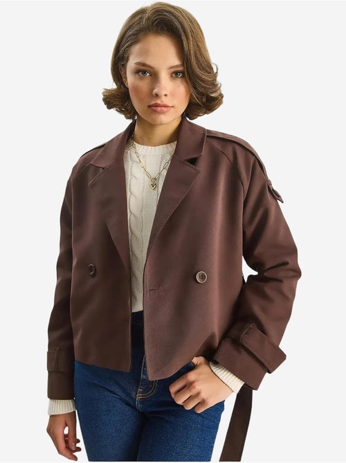 Trench-coat oversize en coton et élasthanne avec fermeture à nouer lucci - Kiabi