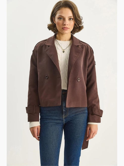 Trench-coat oversize en coton et élasthanne avec fermeture à nouer lucci - Kiabi
