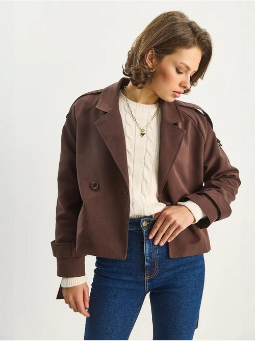 Trench-coat oversize en coton et élasthanne avec fermeture à nouer lucci - Kiabi