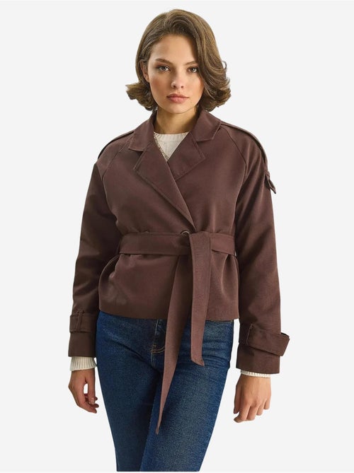 Trench-coat oversize en coton et élasthanne avec fermeture à nouer lucci - Kiabi