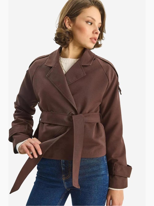 Trench-coat oversize en coton et élasthanne avec fermeture à nouer lucci - Kiabi