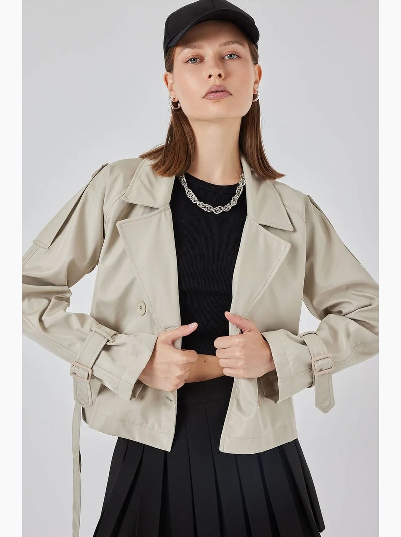 Trench court ceinturé bdart Beige argile - Kiabi