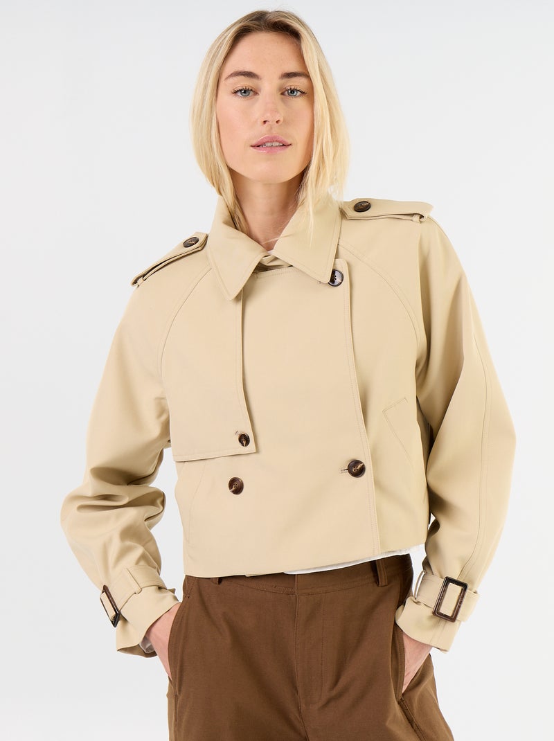 Trench court en coton Beige - Kiabi
