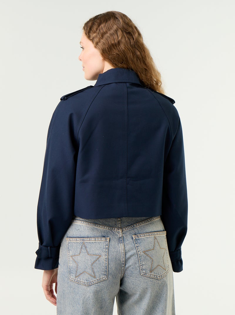 Trench court en coton Bleu - Kiabi