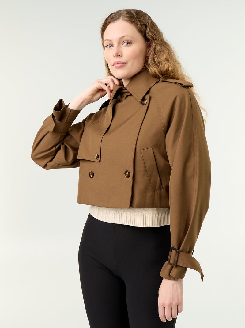 Trench court en coton Marron - Kiabi