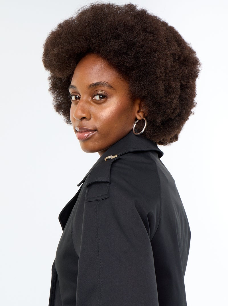 Trench court en coton Noir - Kiabi