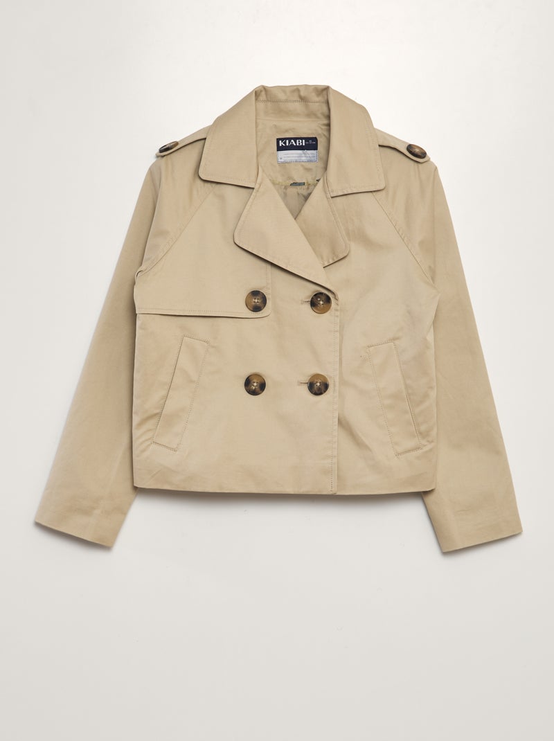 Trench court en twill Camel - Kiabi
