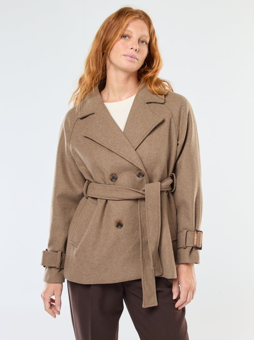 Trench façon lainage avec ceinture à la taille - Kiabi