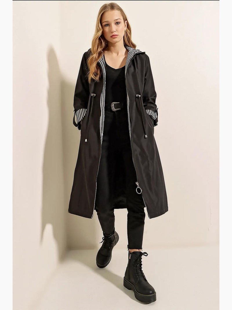 Trench long à capuche zippé bdart Noir - Kiabi