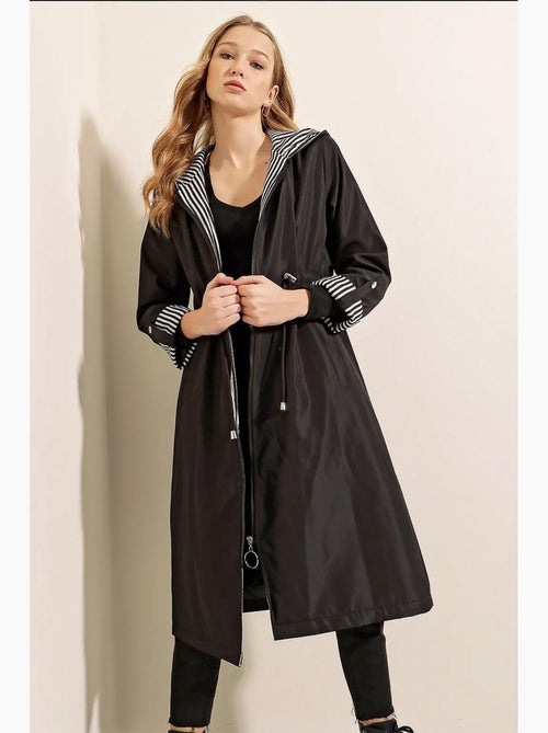 Trench long à capuche zippé bdart - Kiabi