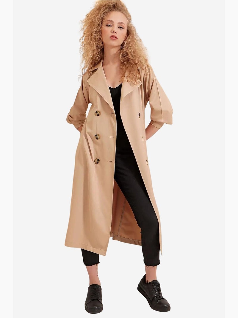 Trench long ceinturé bdart Beige argile - Kiabi