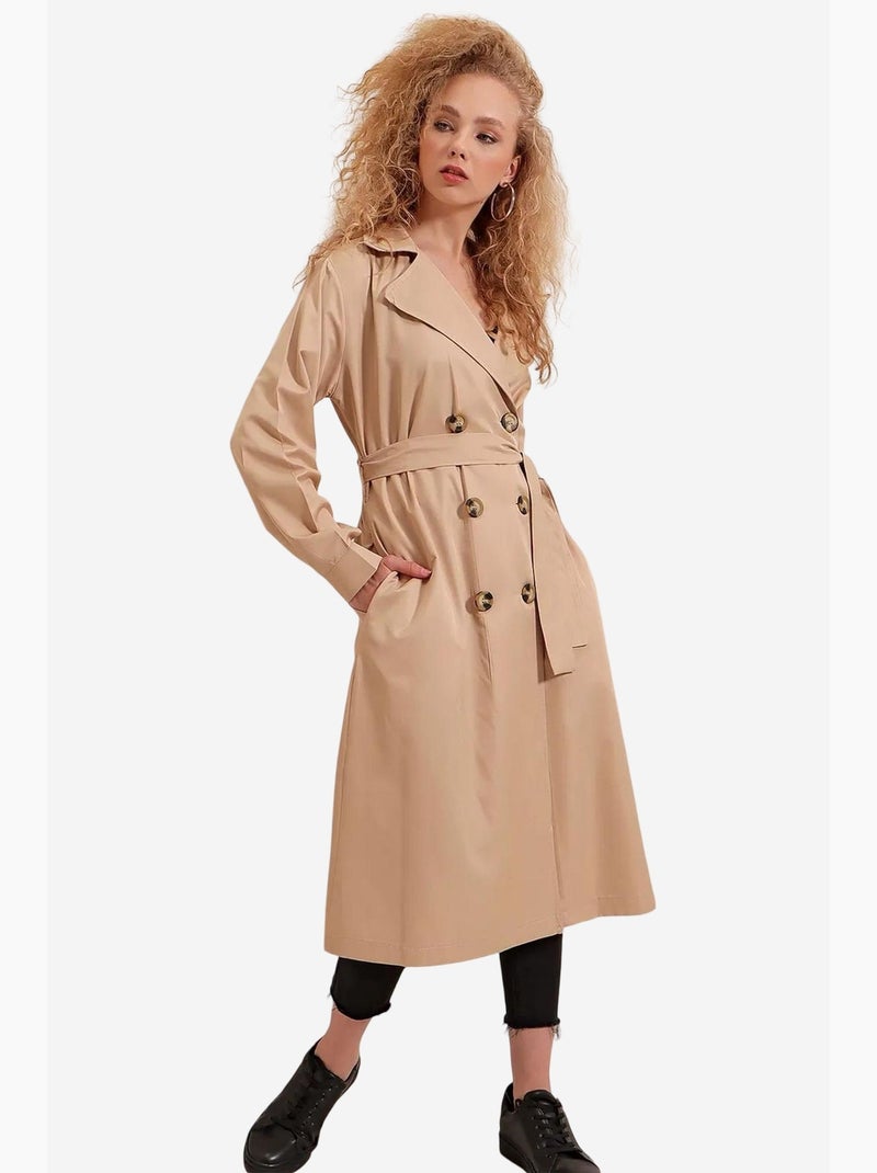 Trench long ceinturé bdart Beige argile - Kiabi