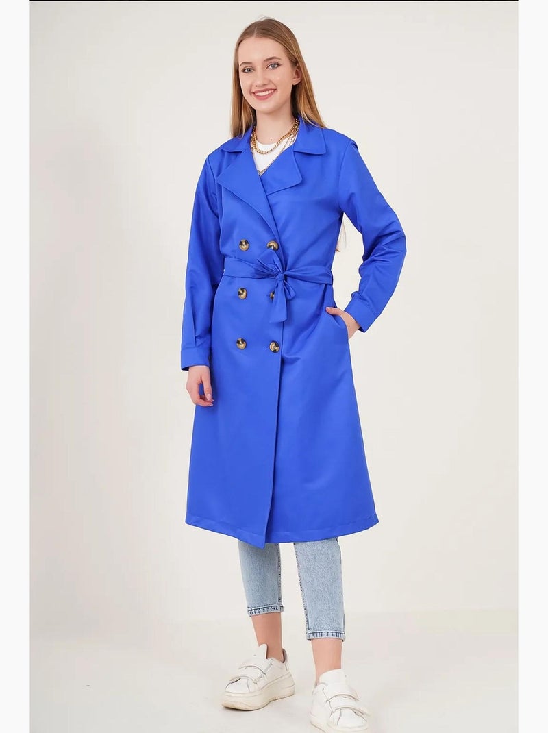 Trench long ceinturé bdart Bleu cobalt - Kiabi