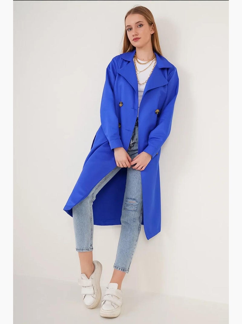 Trench long ceinturé bdart Bleu cobalt - Kiabi