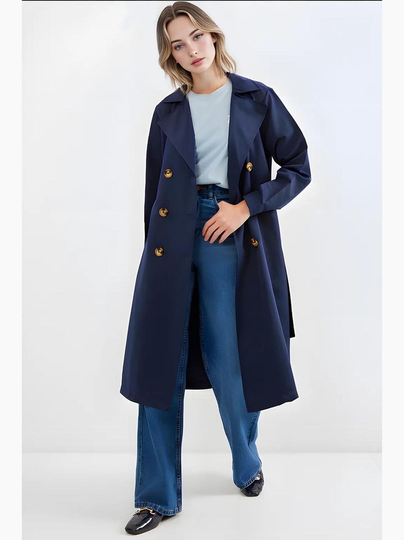 Trench long ceinturé bdart Bleu marine - Kiabi