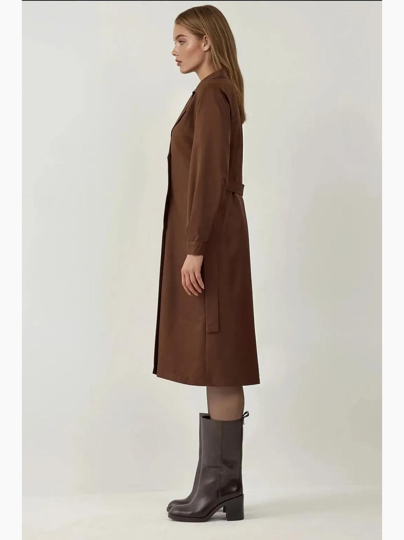 Trench long ceinturé bdart Marron foncé - Kiabi