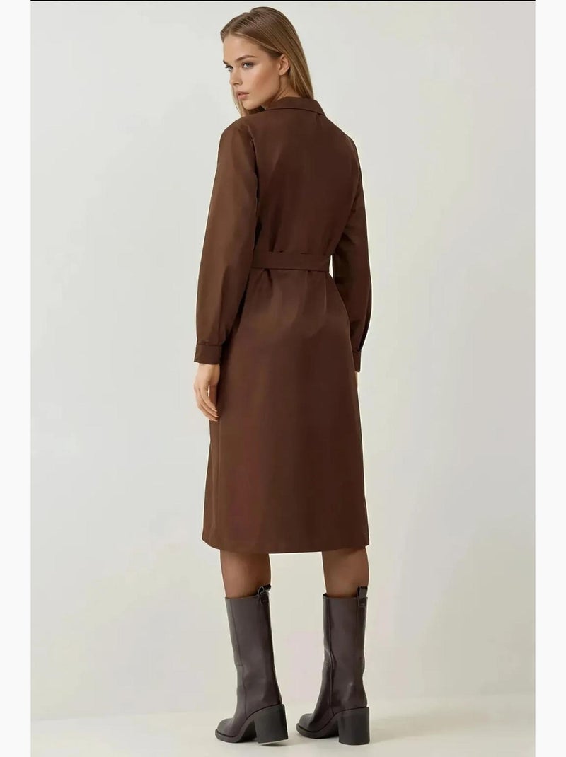 Trench long ceinturé bdart Marron foncé - Kiabi