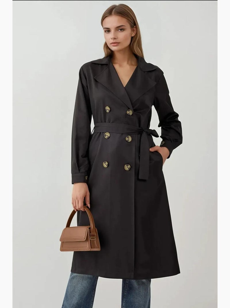 Trench long ceinturé bdart Noir - Kiabi