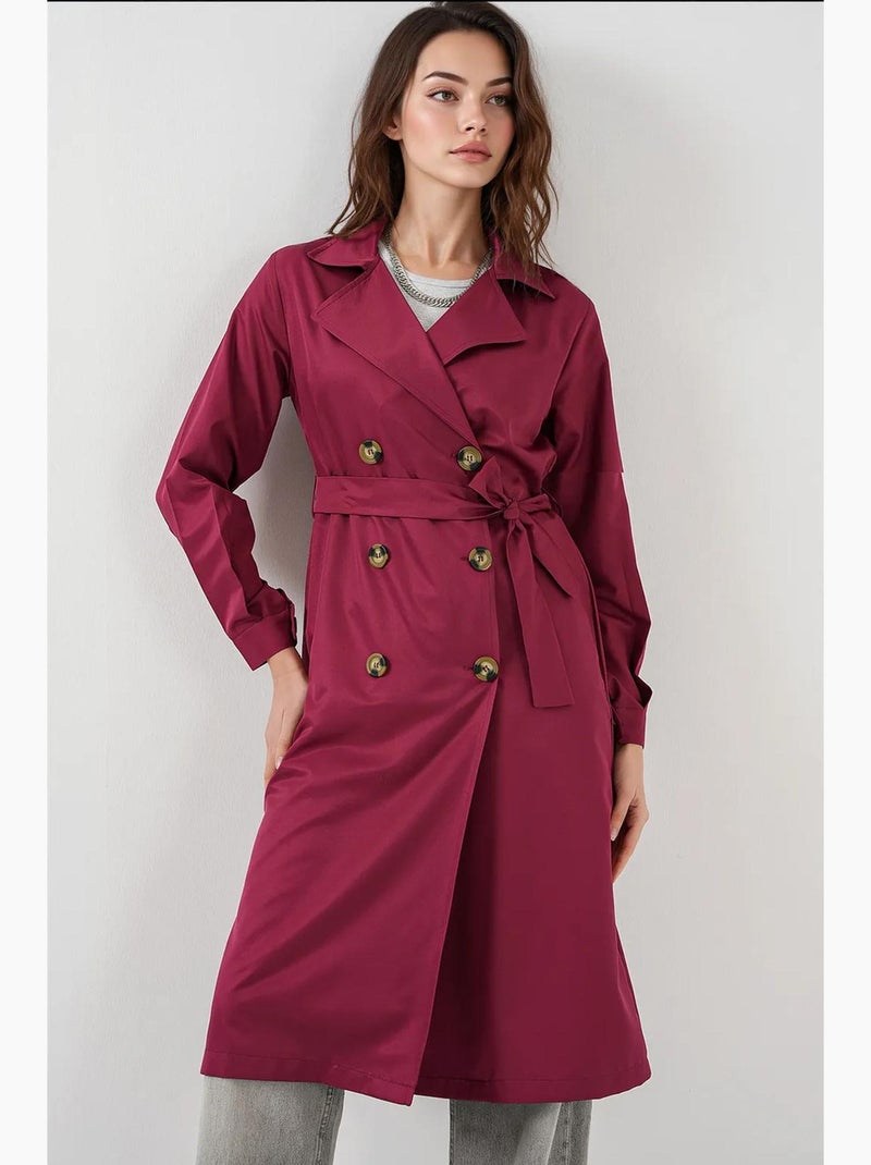 Trench long ceinturé bdart Rouge bordeaux - Kiabi