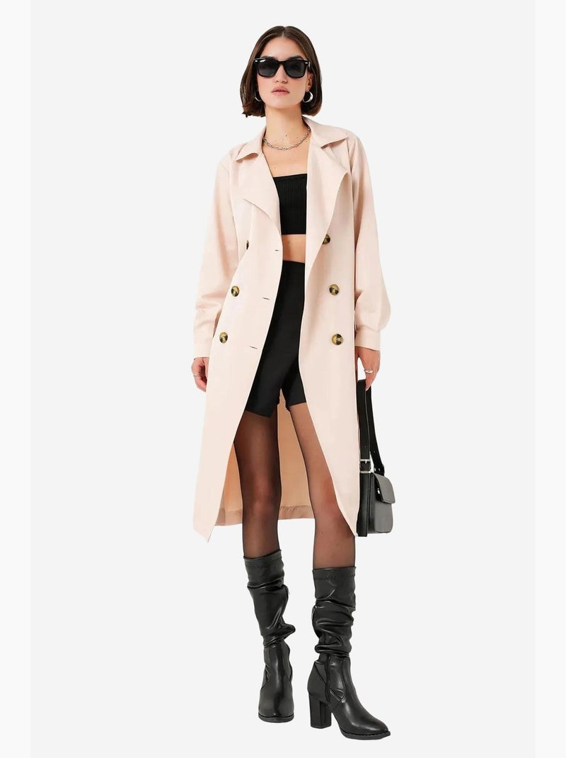 Trench long ceinturé bdart Vieux rose - Kiabi