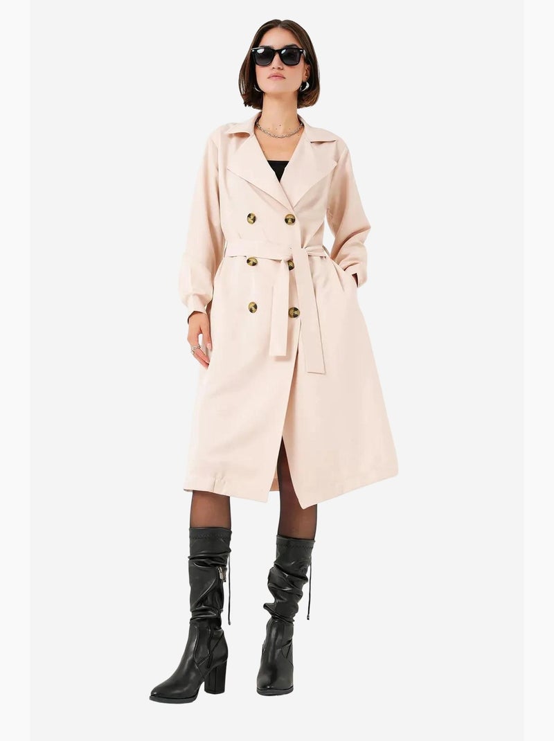 Trench long ceinturé bdart Vieux rose - Kiabi