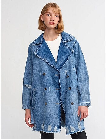 Trench long en denim de coton dilvin