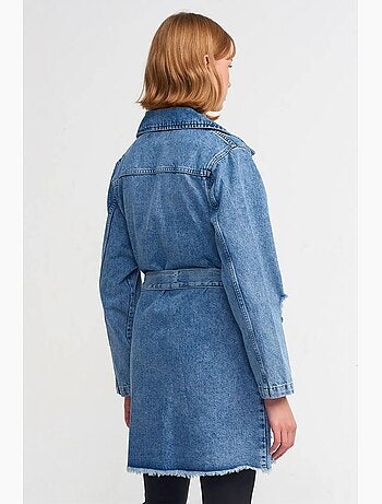 Trench long en denim de coton dilvin