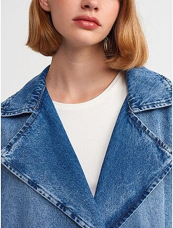 Trench long en denim de coton dilvin