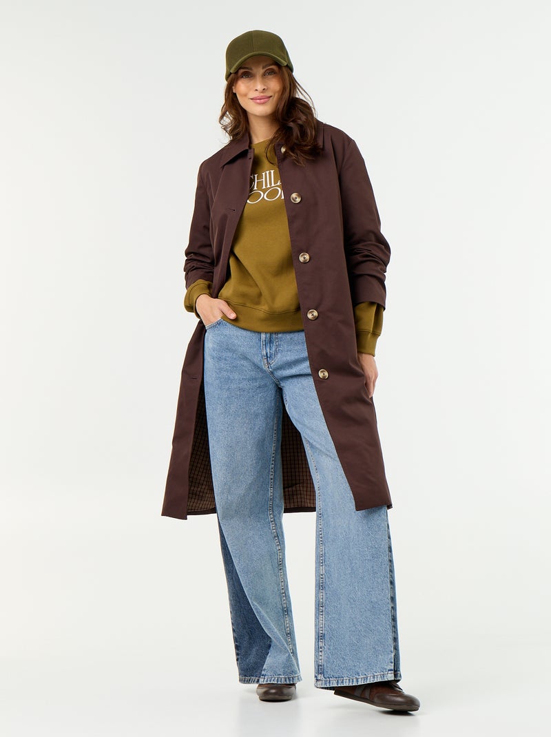 Trench mi-long doublure intérieure Marron - Kiabi