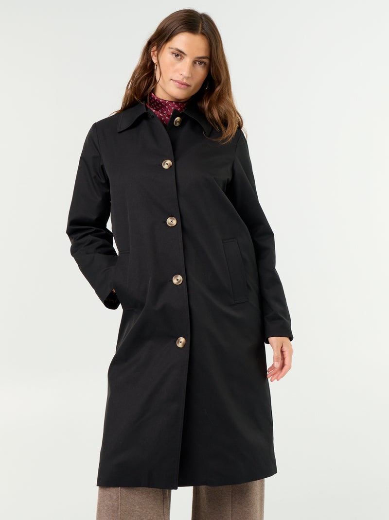 Trench mi-long doublure intérieure Noir - Kiabi