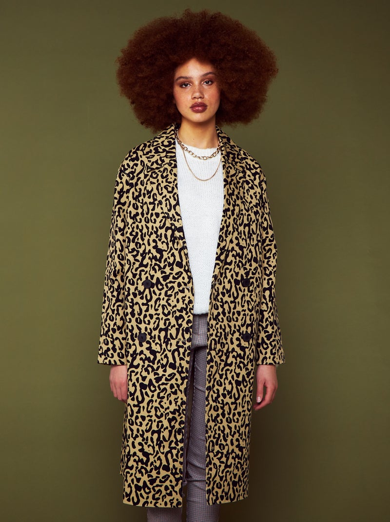 Trenchcoat met luipaardmotief BIEGE - Kiabi