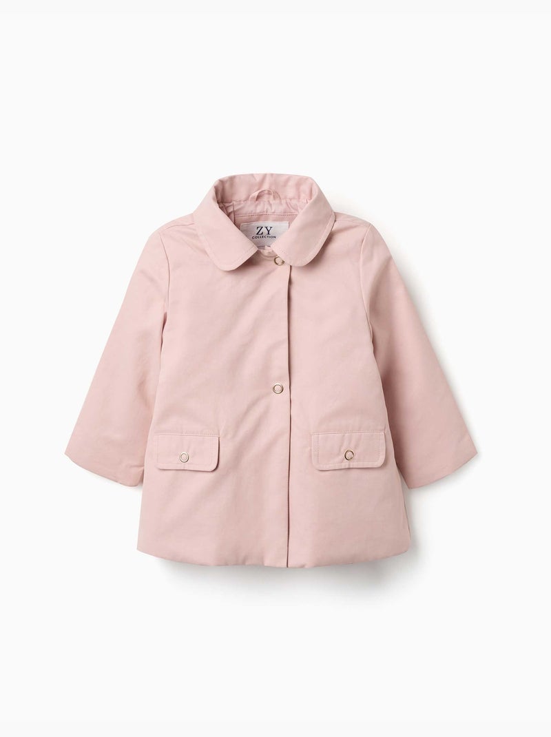 Trenchcoat met voering en afneembare capuchon Lichtroze - Kiabi
