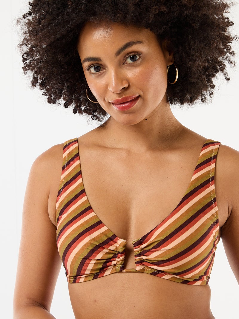 Triangel beha van microvezel met print Groen - Kiabi