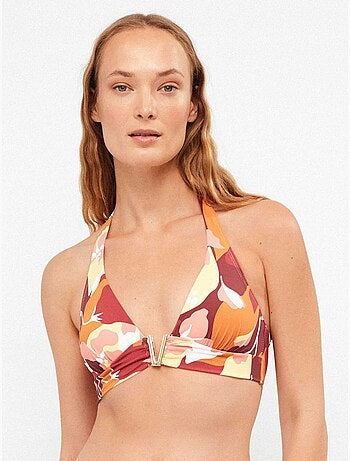 Triangel bikini top met geometrische print