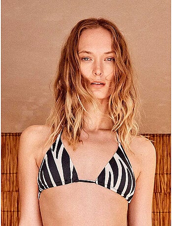 Triangel bikini top zonder beugel met zebraprint in dierenprint