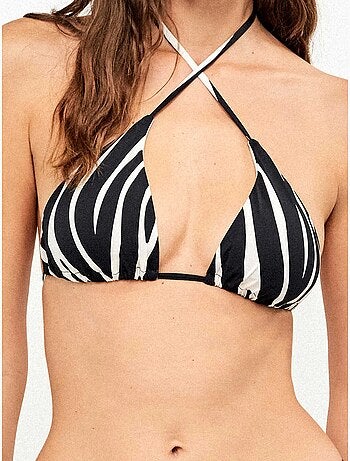 Triangel bikini top zonder beugel met zebraprint in dierenprint