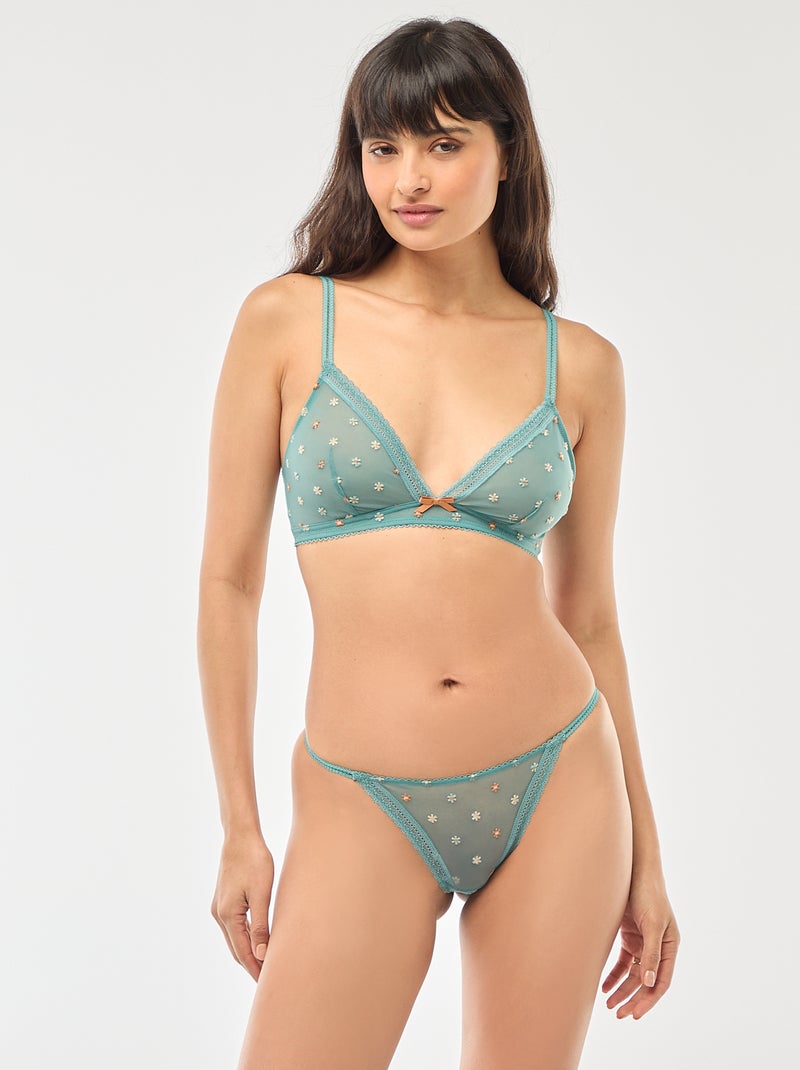 Tangaslip van tule met borduursel - Bloomermodel - zwart - Dame - 6.00