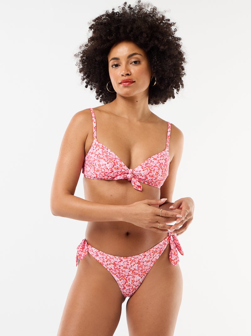 Triangelbikinitop met bloemenprint en strik Rose - Kiabi