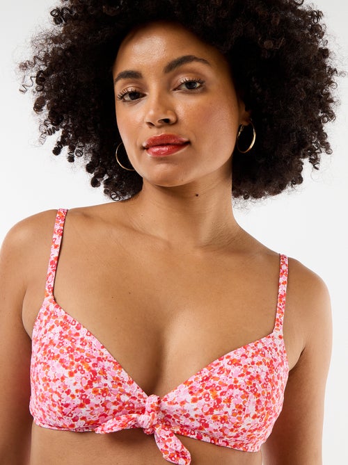 Triangelbikinitop met bloemenprint en strik - Kiabi
