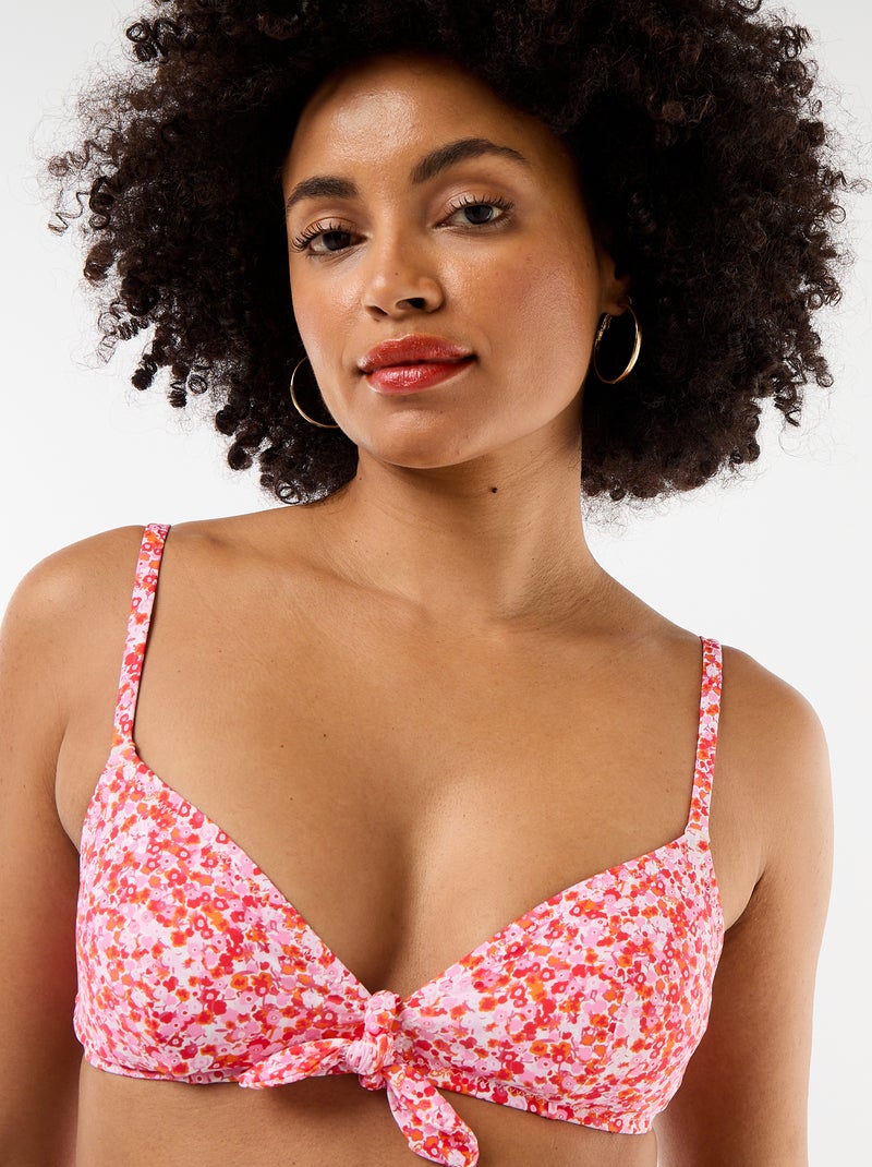 Triangle de bain fleuri avec noeud Rose - Kiabi