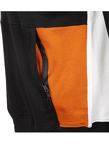 Tricolore herenhoodie met kangoeroezak en logo 1224770
