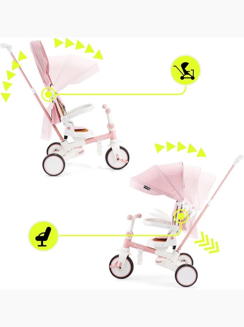 Tricycle bébé évolutif - siège pivotant 360°, vélo enfant, draisienne roues eva increvables, pliable - Kiabi Tricycle bébé évolutif - siège pivotant 360°, vélo enfant, draisienne roues eva increvables, pliable - Kiabi