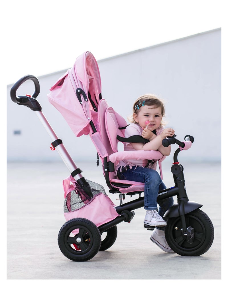 Tricycle enfant 1-5 ans max 25 kg, poussette habillage pluie, roues pompées, siège pivotant, pliante N/A - Kiabi