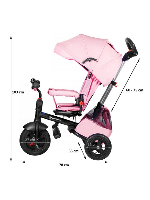 Tricycle enfant 1-5 ans max 25 kg, poussette habillage pluie, roues pompées, siège pivotant, pliante - Kiabi Tricycle enfant 1-5 ans max 25 kg, poussette habillage pluie, roues pompées, siège pivotant, pliante - Kiabi