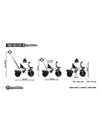 Tricycle évolutif 1 à 5 ans - poussoir réglable, démontable couplé avec guidon