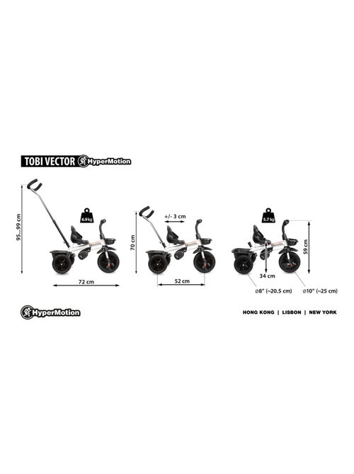Tricycle évolutif 1 à 5 ans - poussoir réglable, démontable couplé avec guidon - Kiabi Tricycle évolutif 1 à 5 ans - poussoir réglable, démontable couplé avec guidon - Kiabi